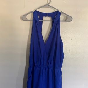Small Blue Romper, has pockets.